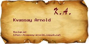 Kvassay Arnold névjegykártya